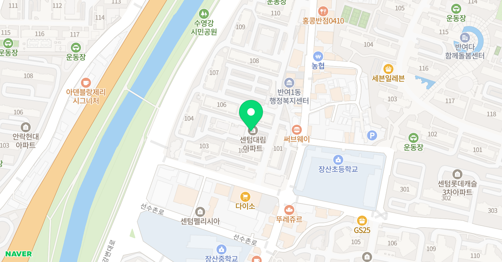 스마트해법 수학 센텀대림104동점 위치