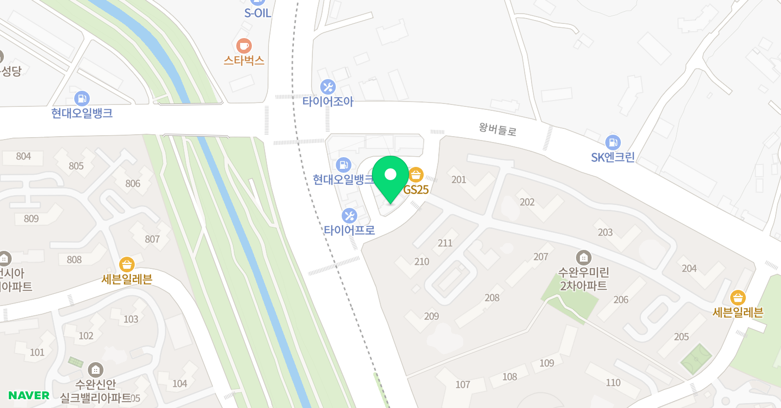 수완지구옥돌태권도 위치
