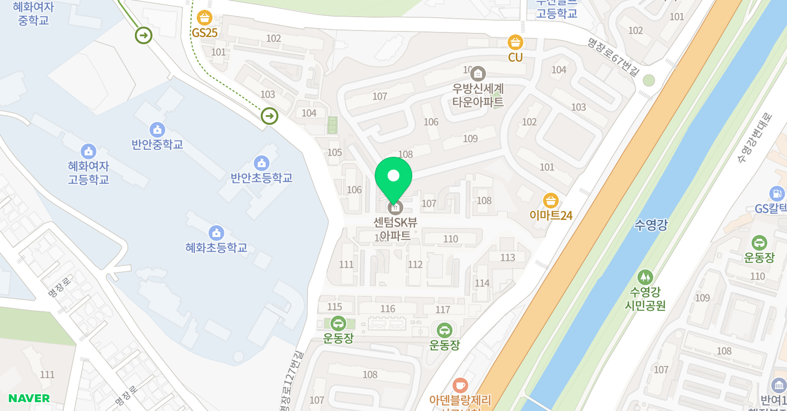 스마트해법 수학 해운대센텀sk뷰102동점 위치