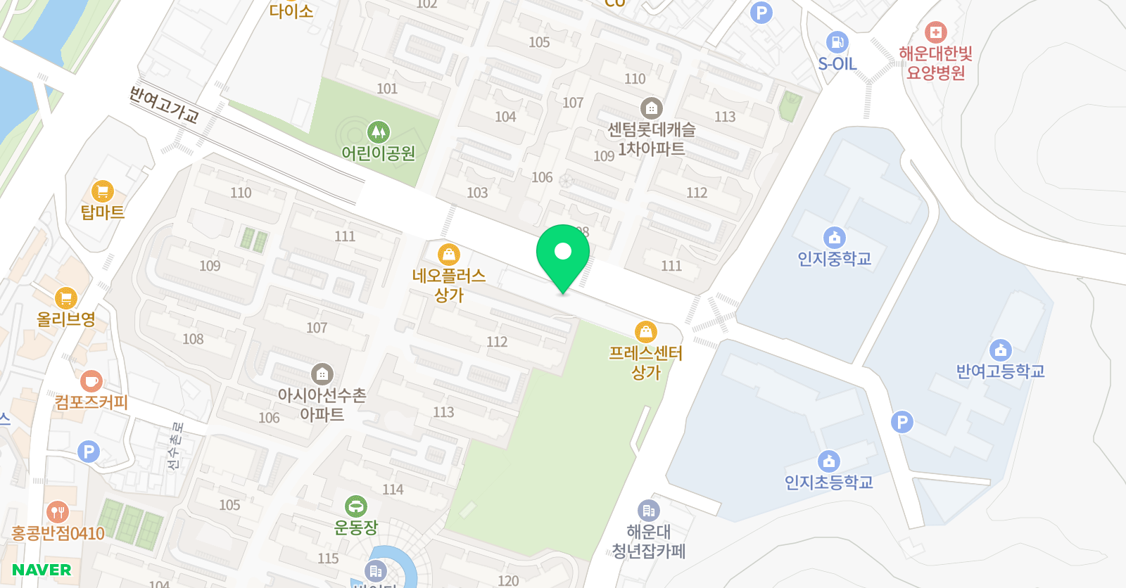뮤엠 영어 반여점 위치
