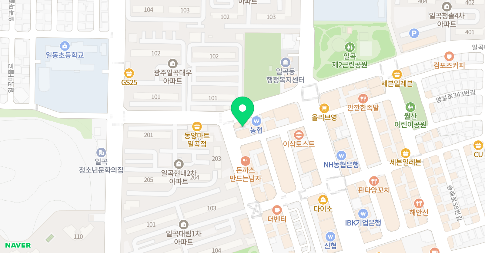 뮤엠 영어 일곡학원 위치