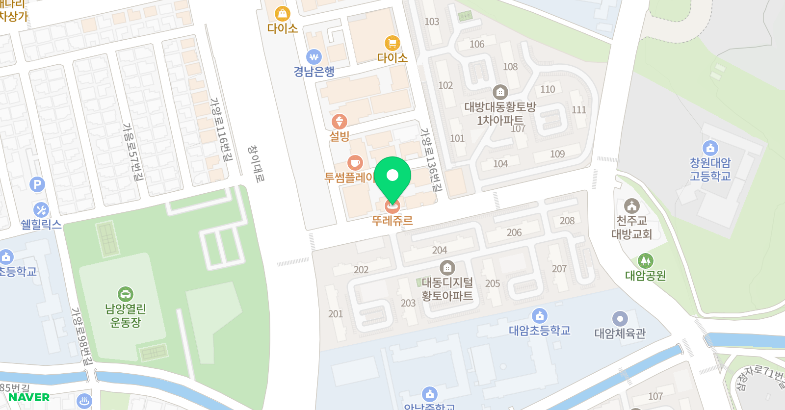 정상 어학원 창원대 방분원 위치