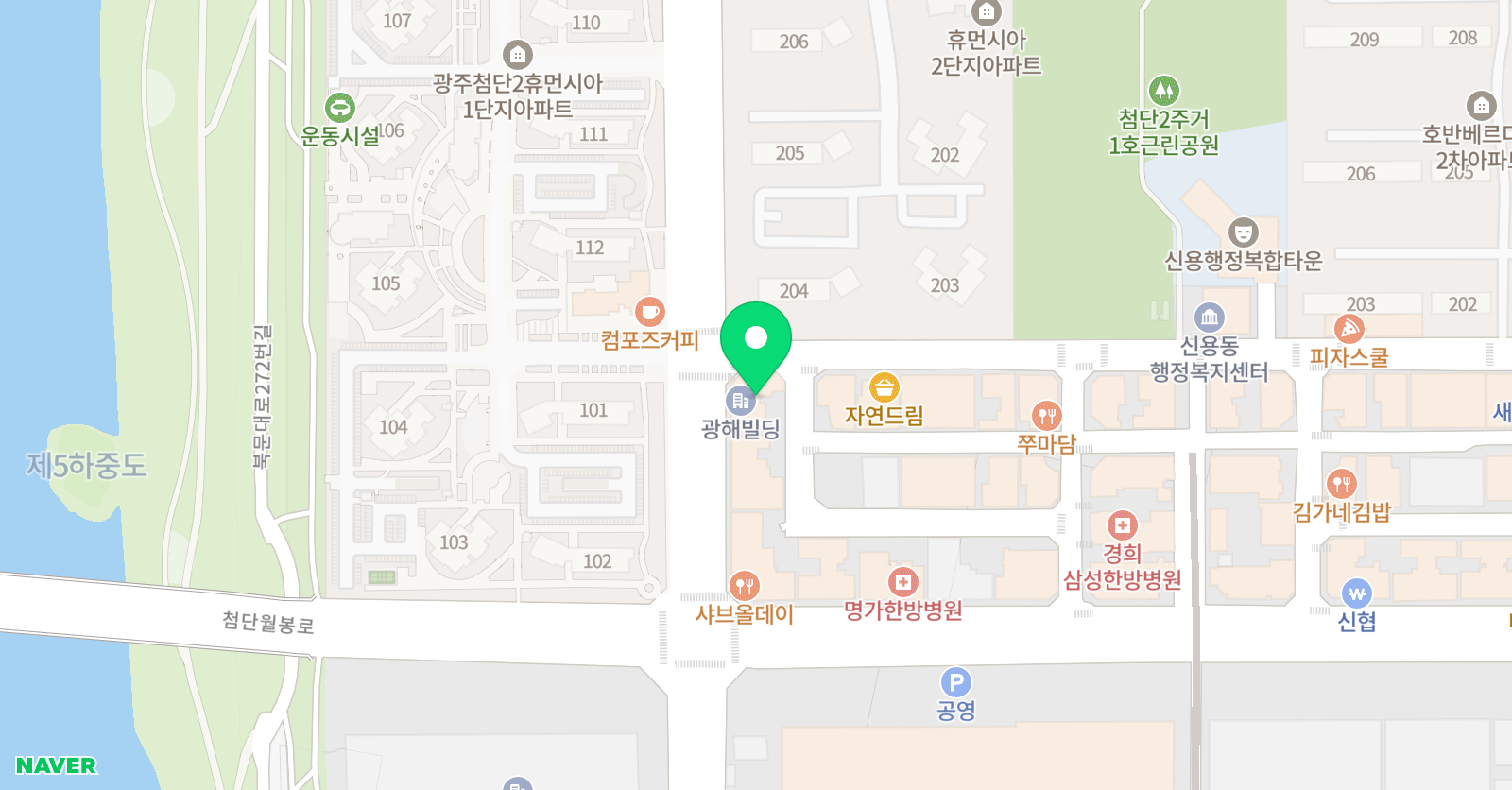 음률발성학원 첨단2지구점 위치
