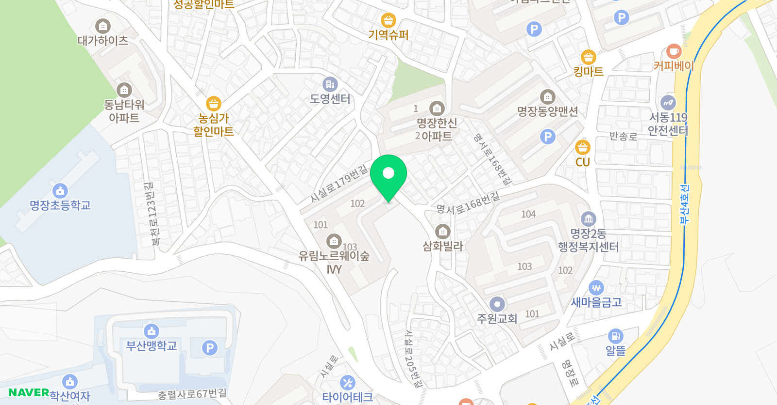 스마트해법 수학 명장유림노르웨이숲점 위치