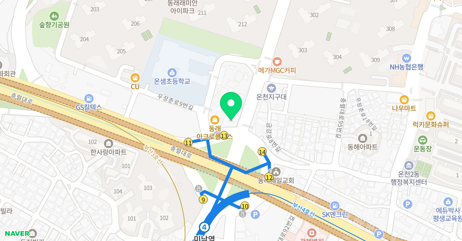 청담 어학원 부산동래브랜치 위치