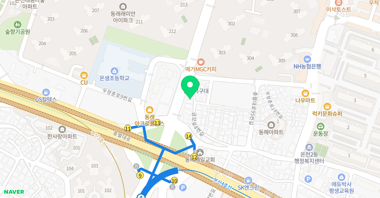 그라운디 댄스학원 동래점 위치