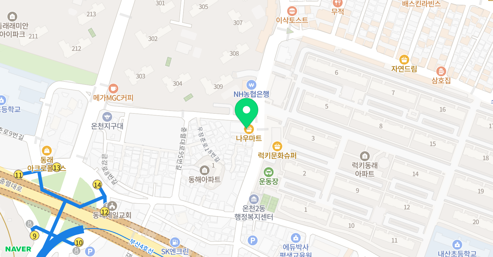 내산태권도 위치