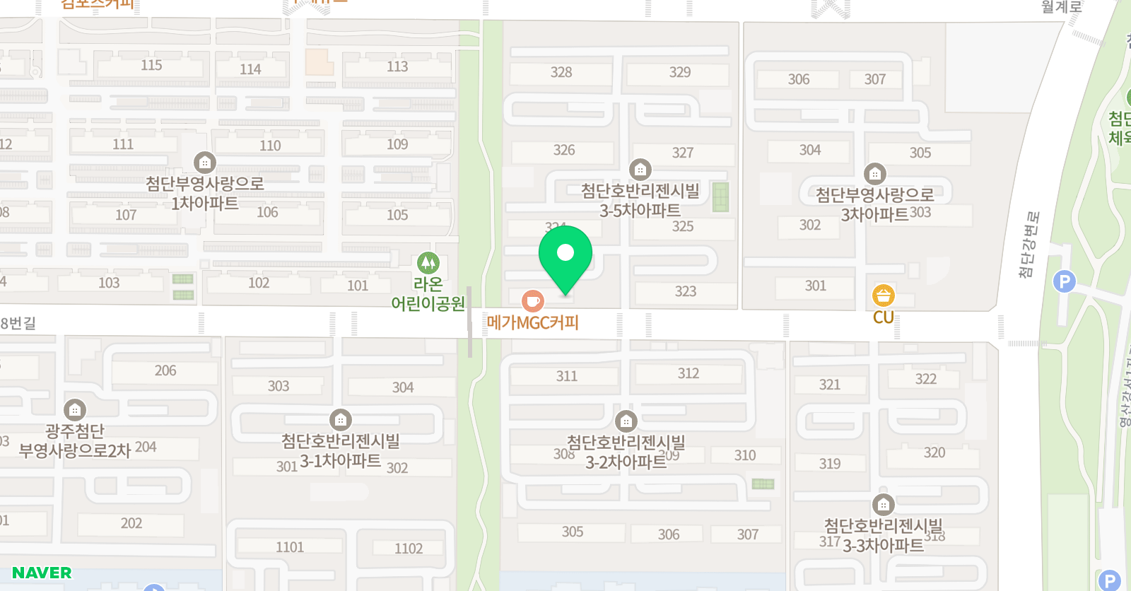 튼튼 영어마스터클럽 광주산월점 위치
