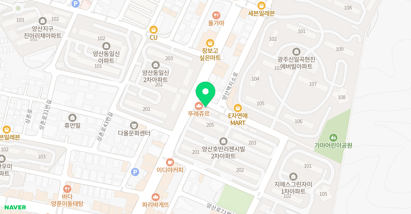창무사랑가득 태권도 위치