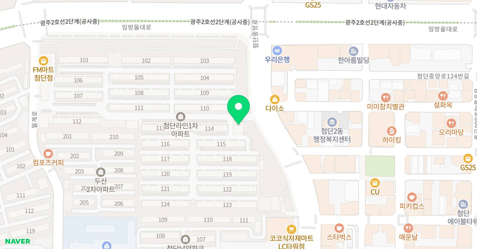 크리아트 크리아트 학원 광주첨단라인1차원 위치