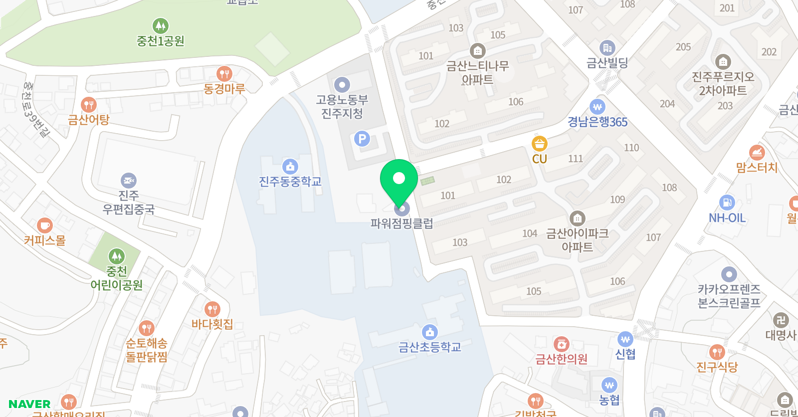 파워점 핑클럽 진주금산점 위치