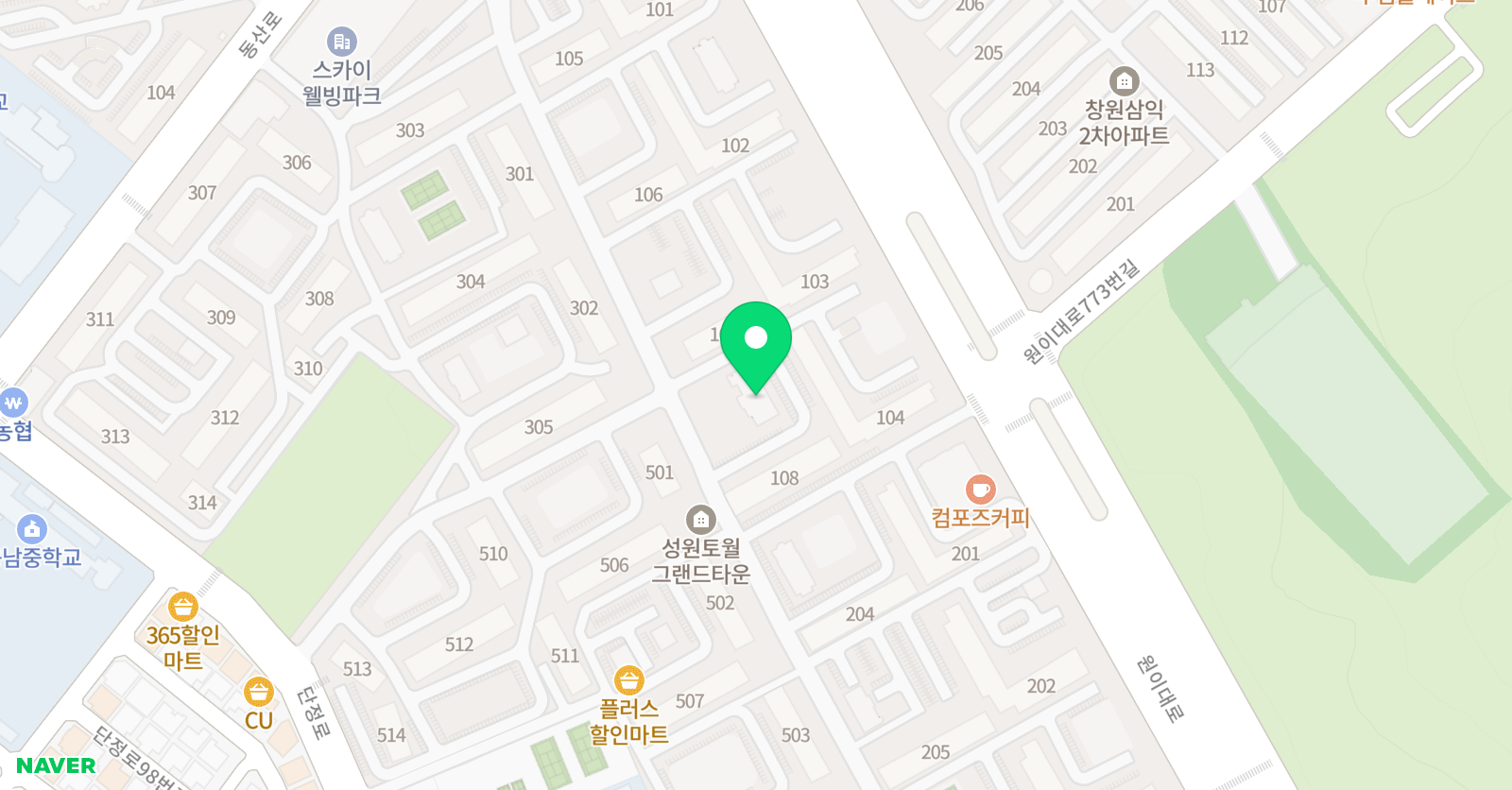 지앤비 영어학원 창원지역본부 위치
