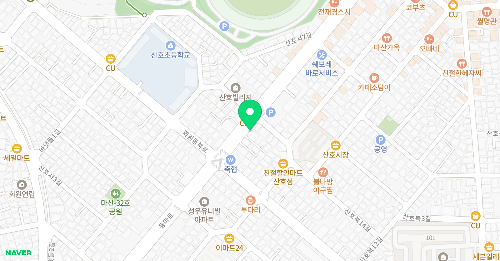 지앤비 영어학원 산호캠퍼스 위치