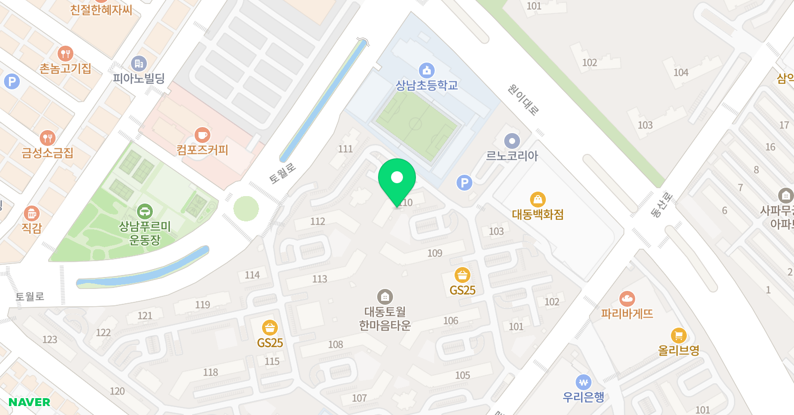 로제타스톤 영어교실 상남대동점 위치