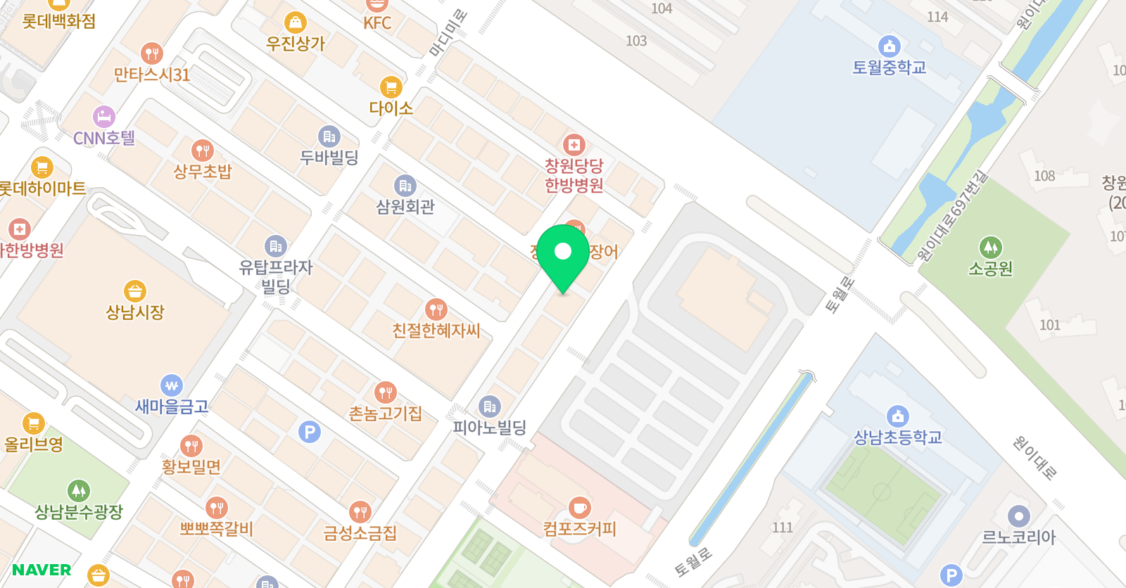 에이닷 영어학원 창원상남지점 위치