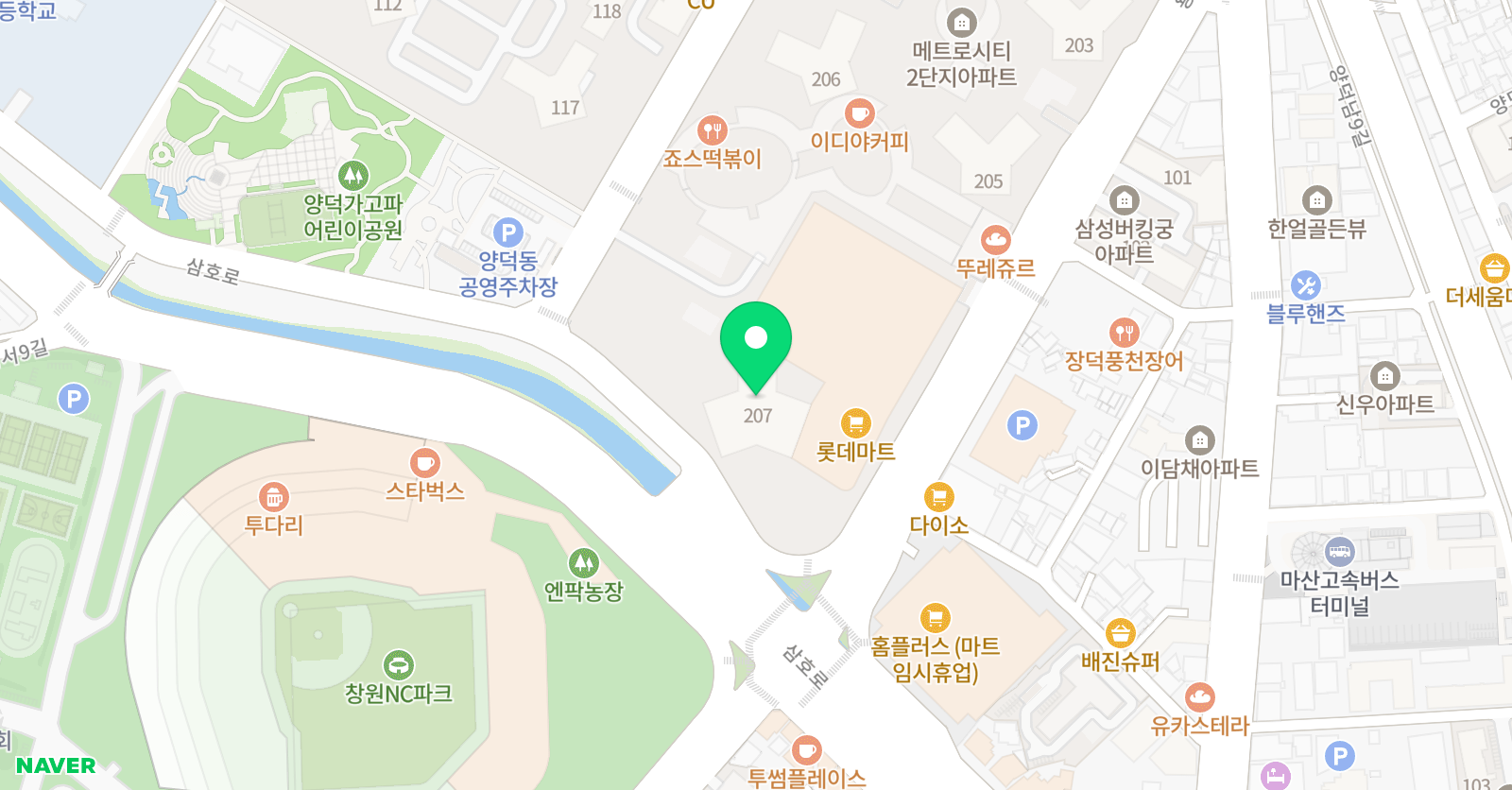 오르다샘앤클래스 양덕메트로시티점 위치