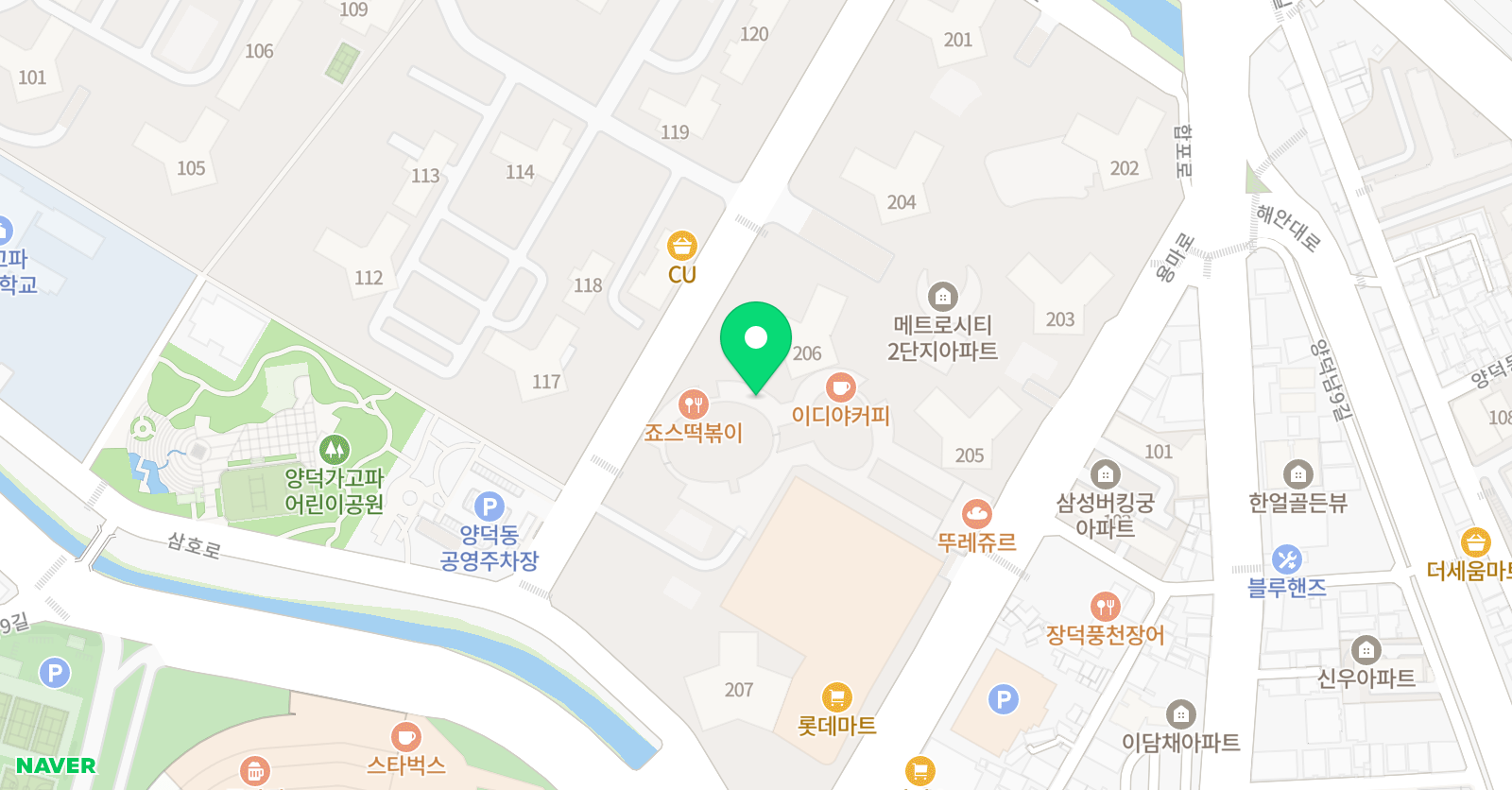 양덕 용인대 태권도 위치