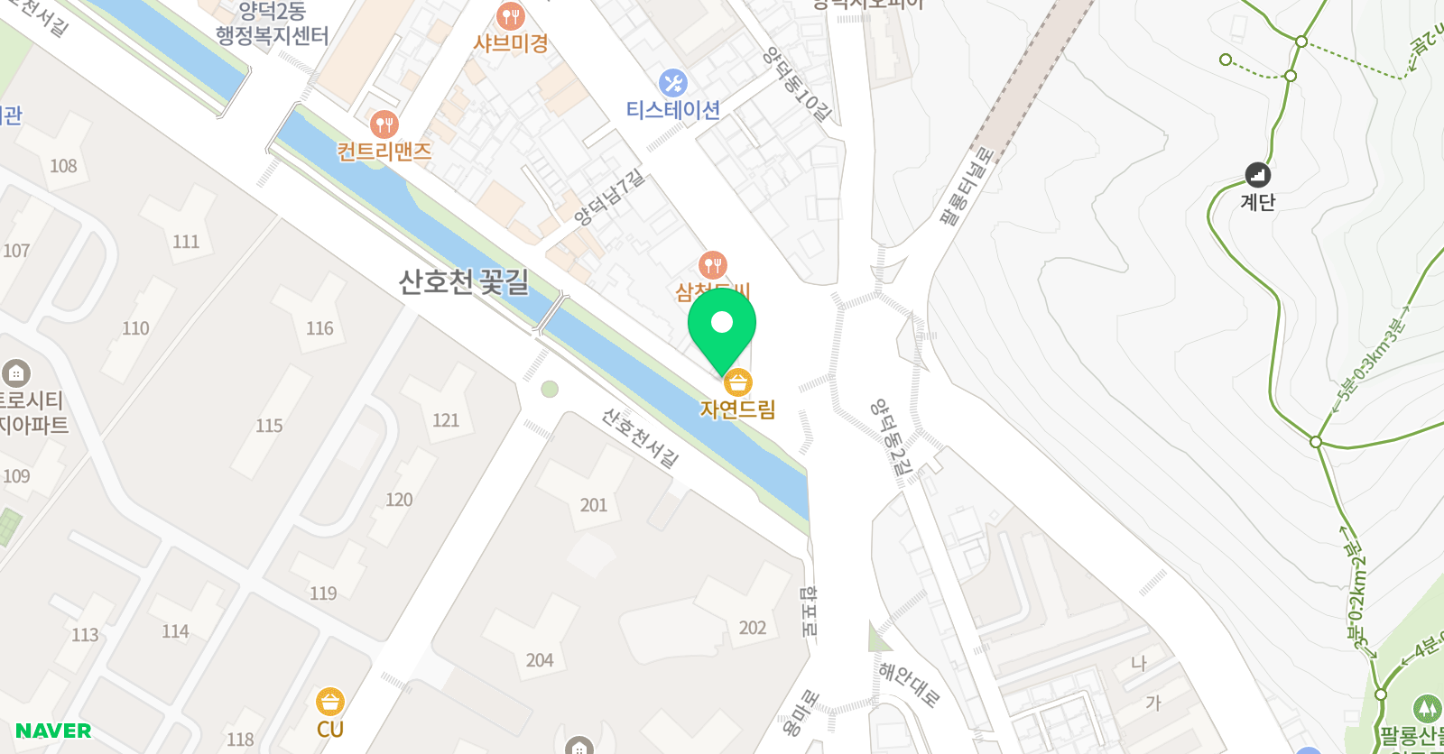 수과람 학원 양덕분원 위치