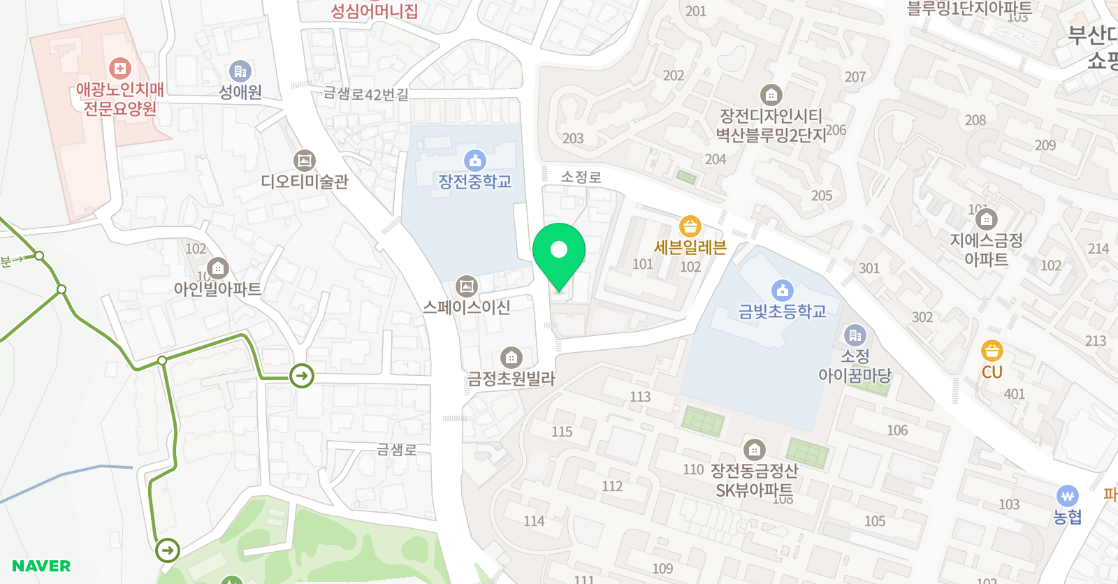 장전태권도 위치