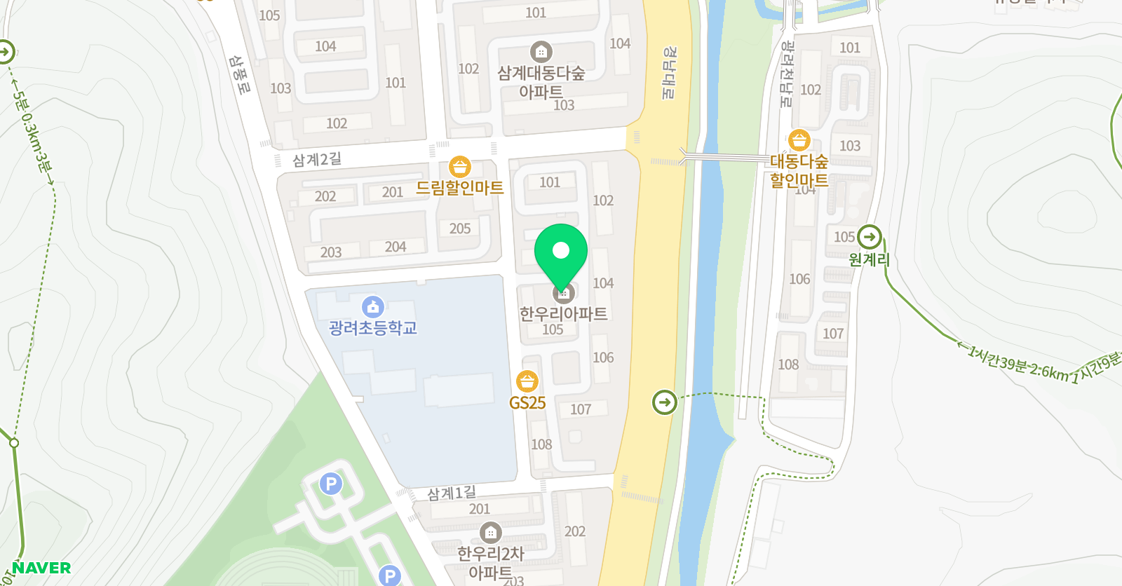 어린음악대 한우리 원 위치
