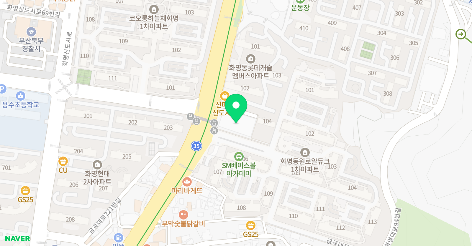 YBM잉글루 부산화명 제1캠퍼스 위치