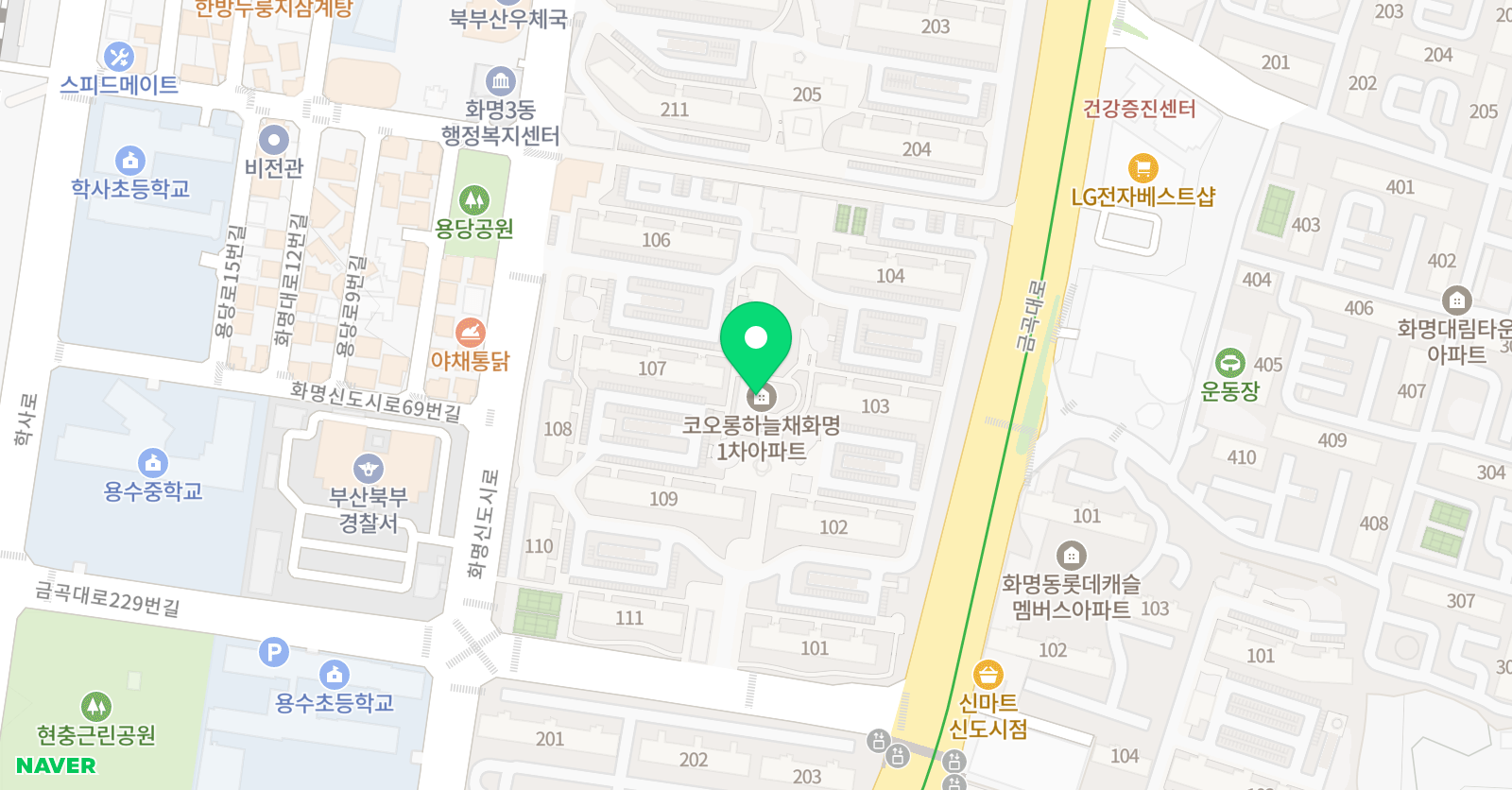 아소비 코오롱하늘채1차점 위치