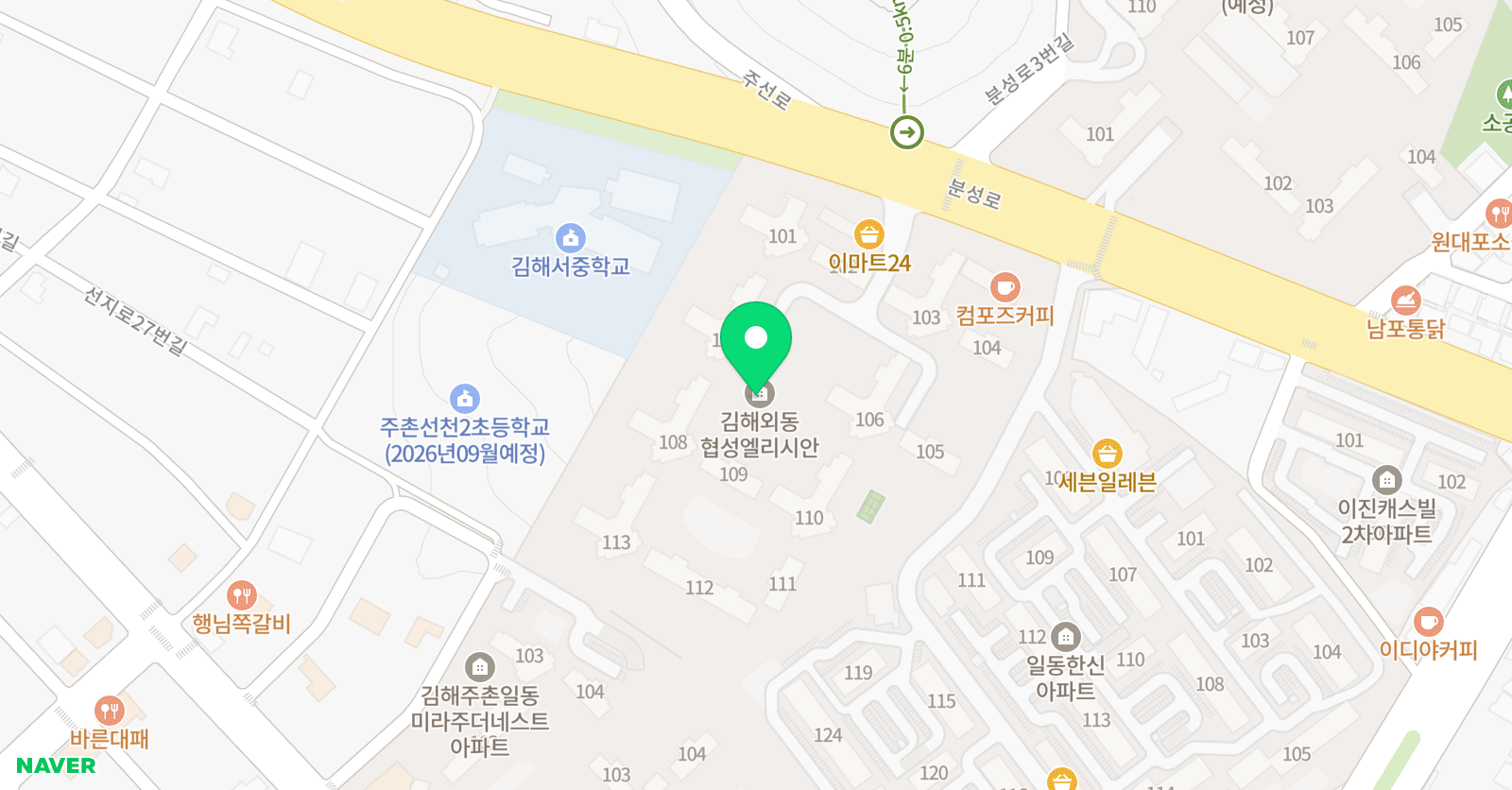 아소비 김해외동협성엘리시안점 위치