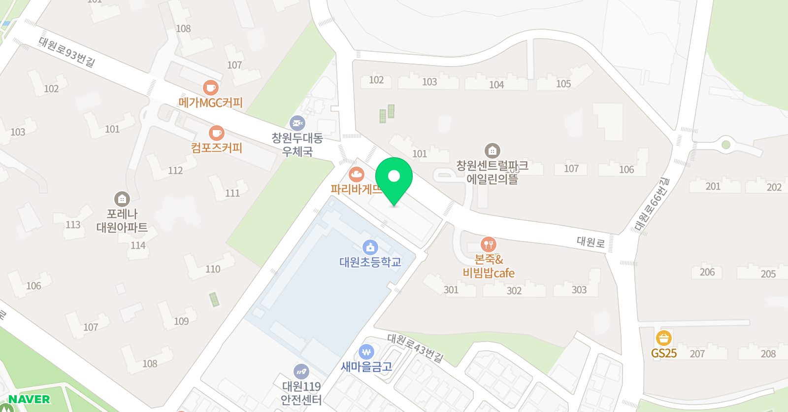 YBM잉글루 창원대원 학원 위치