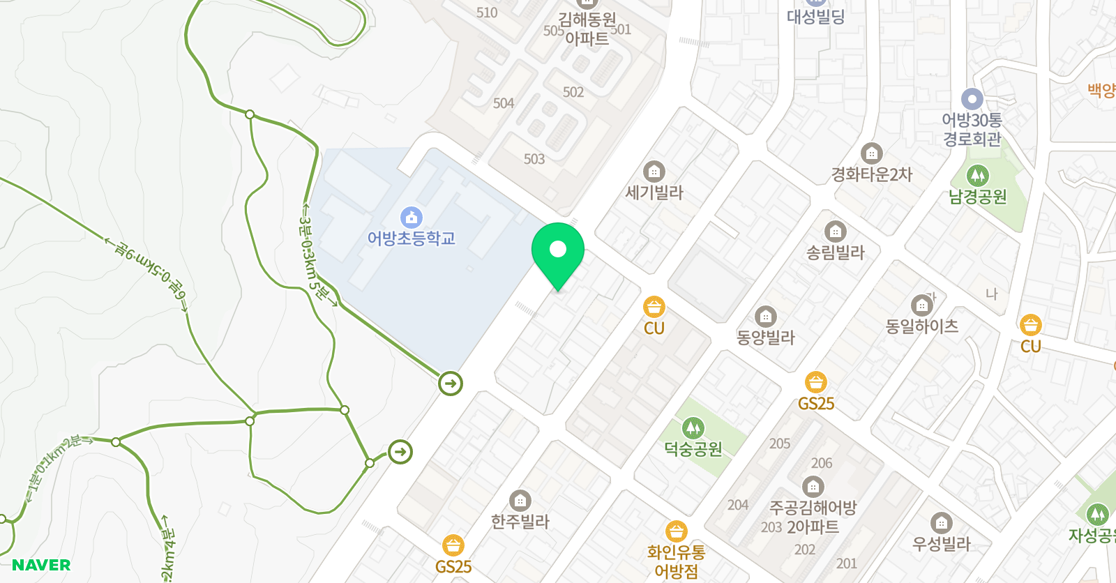 뮤엠 영어 어방점 위치