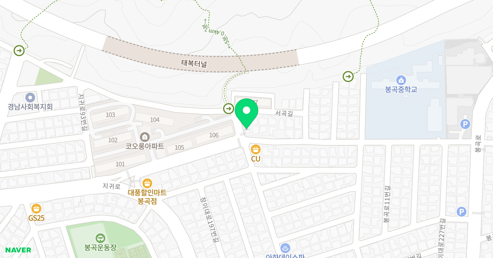 봉곡중앙키즈태권도 위치