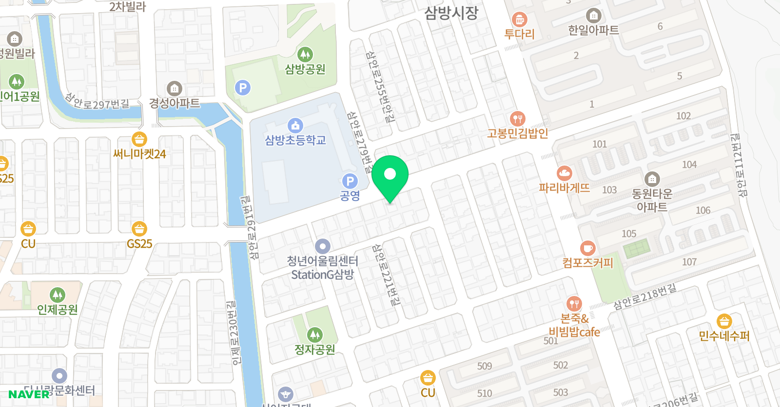 PDI 국제어학원 삼방캠퍼스 위치