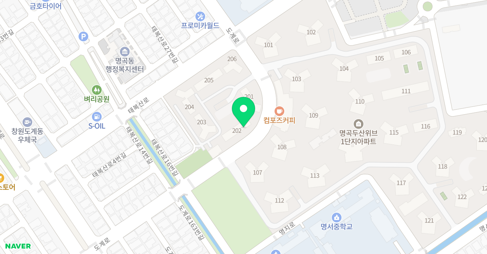 두산위브2단지수학공부방 위치