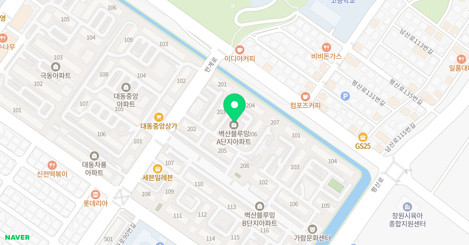팔용동아이스크림홈런 공부방 위치
