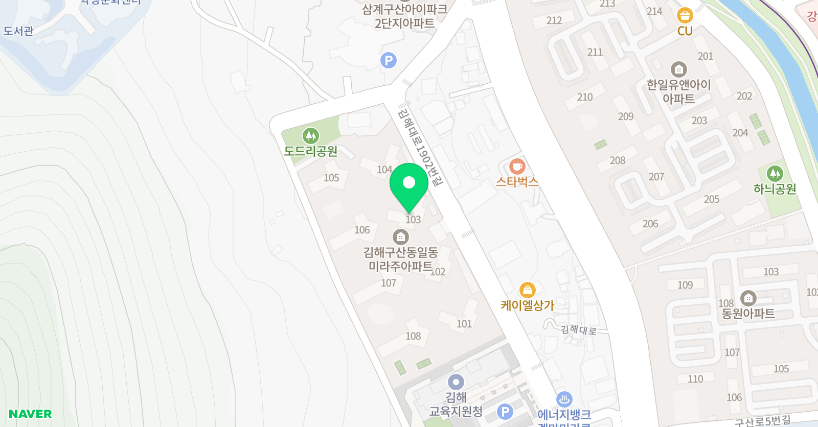 아소비 김해구산일동미라주점 위치