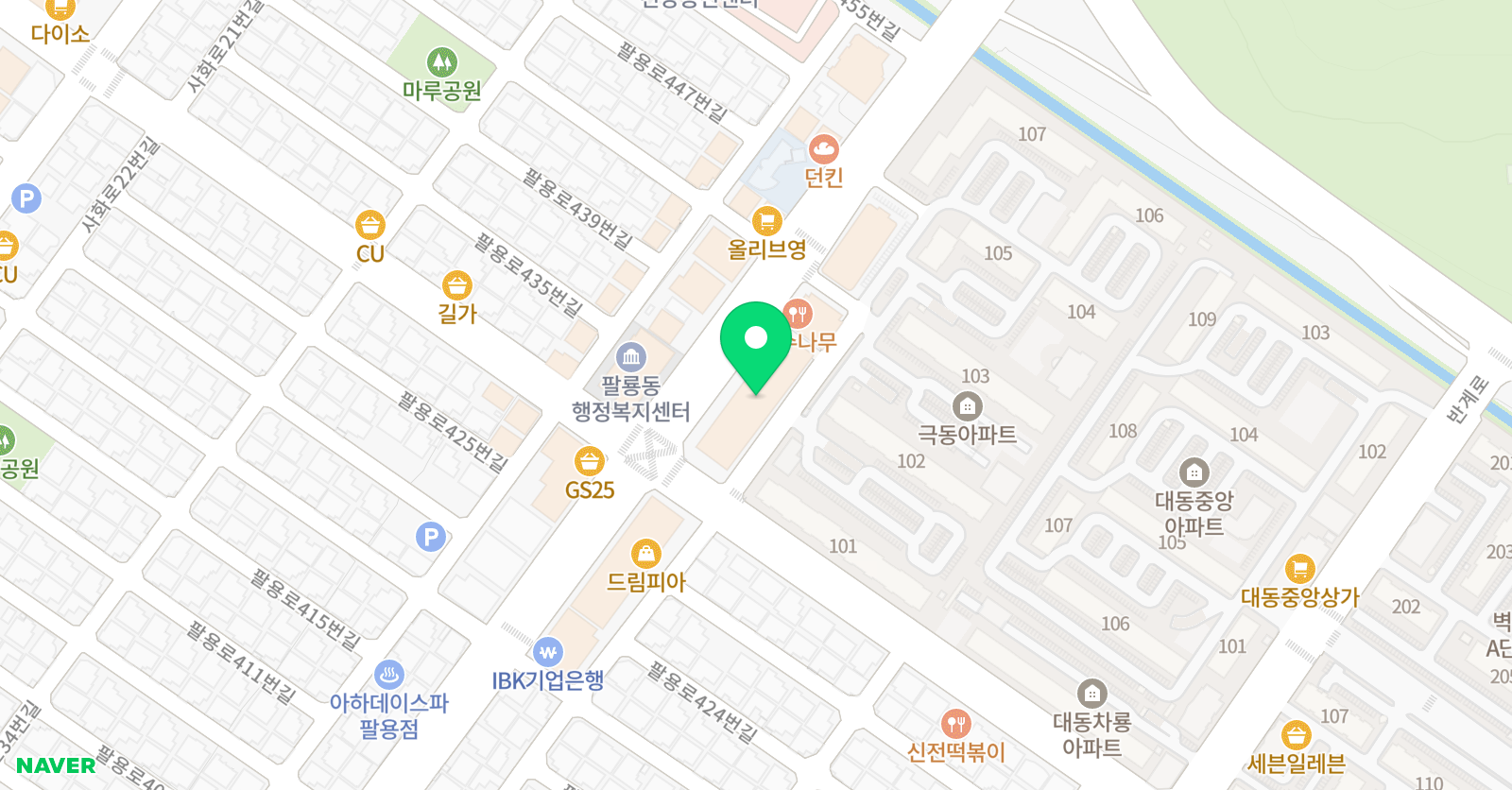 대교 하이캠퍼스 팔용학원 위치