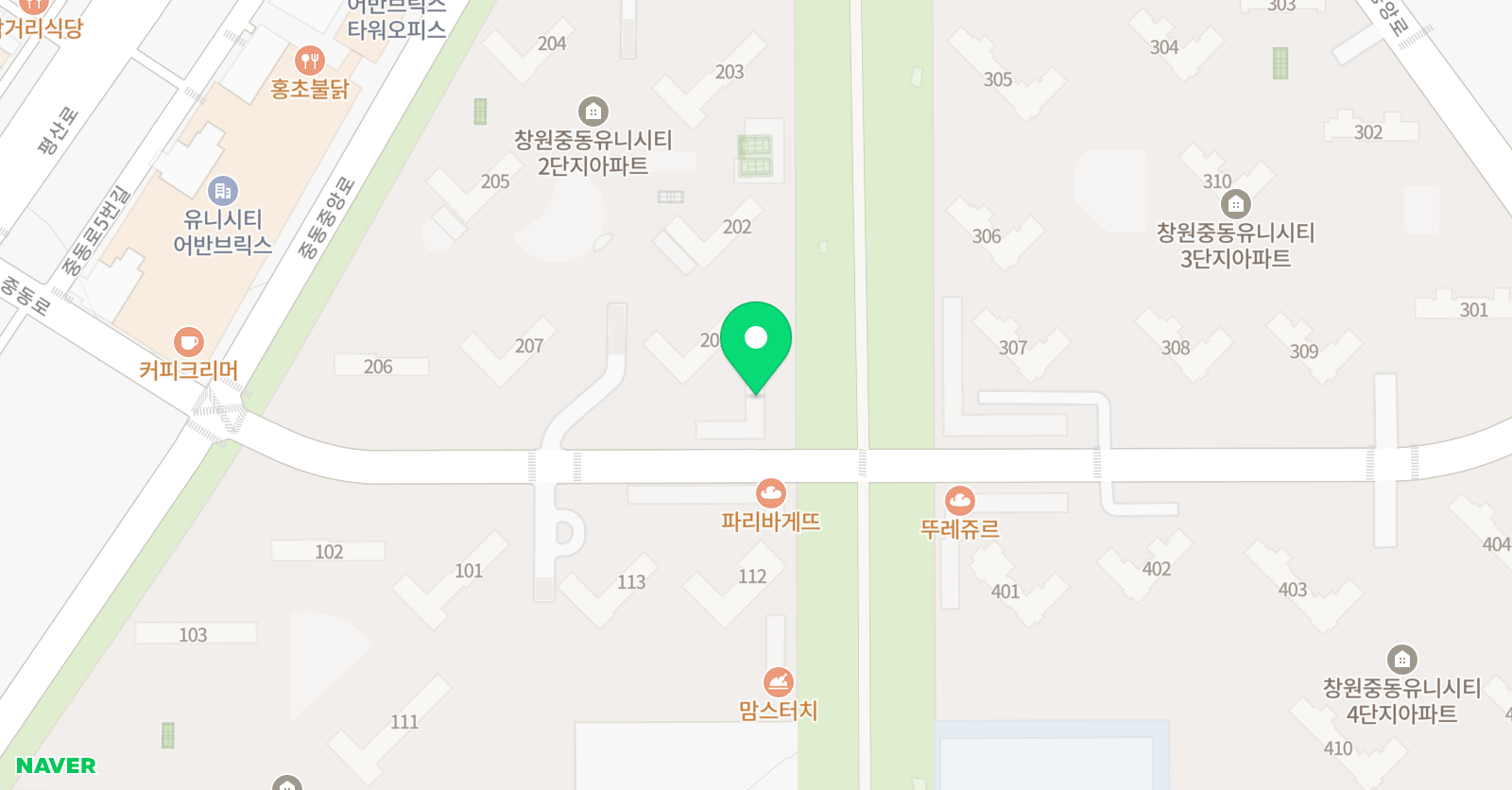 정호영 영어학원 유니시티점 위치