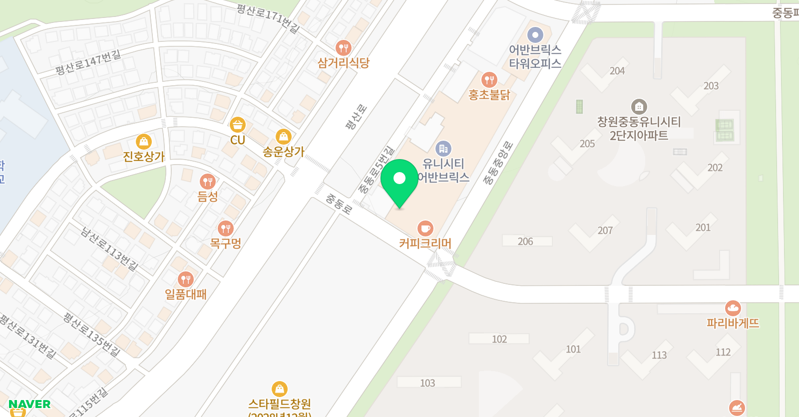 지앤비 어학원 패럴랙스 유니시티캠퍼스 위치