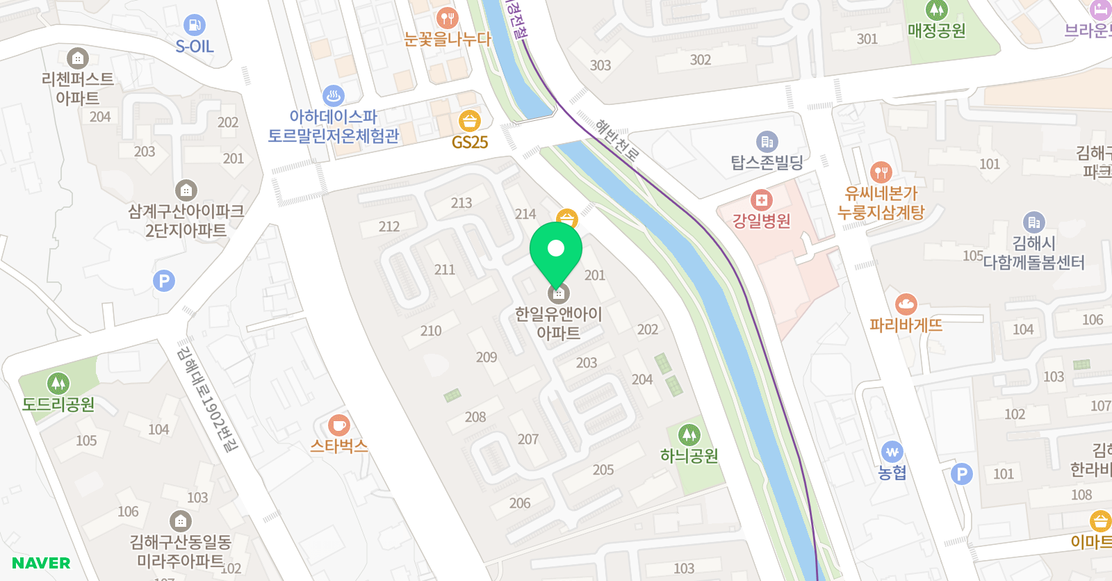 아소비 김해구산한일유앤아이점 위치