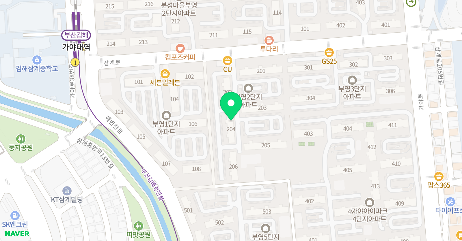 윤선생우리집앞영어교실 삼계부영2차점 위치