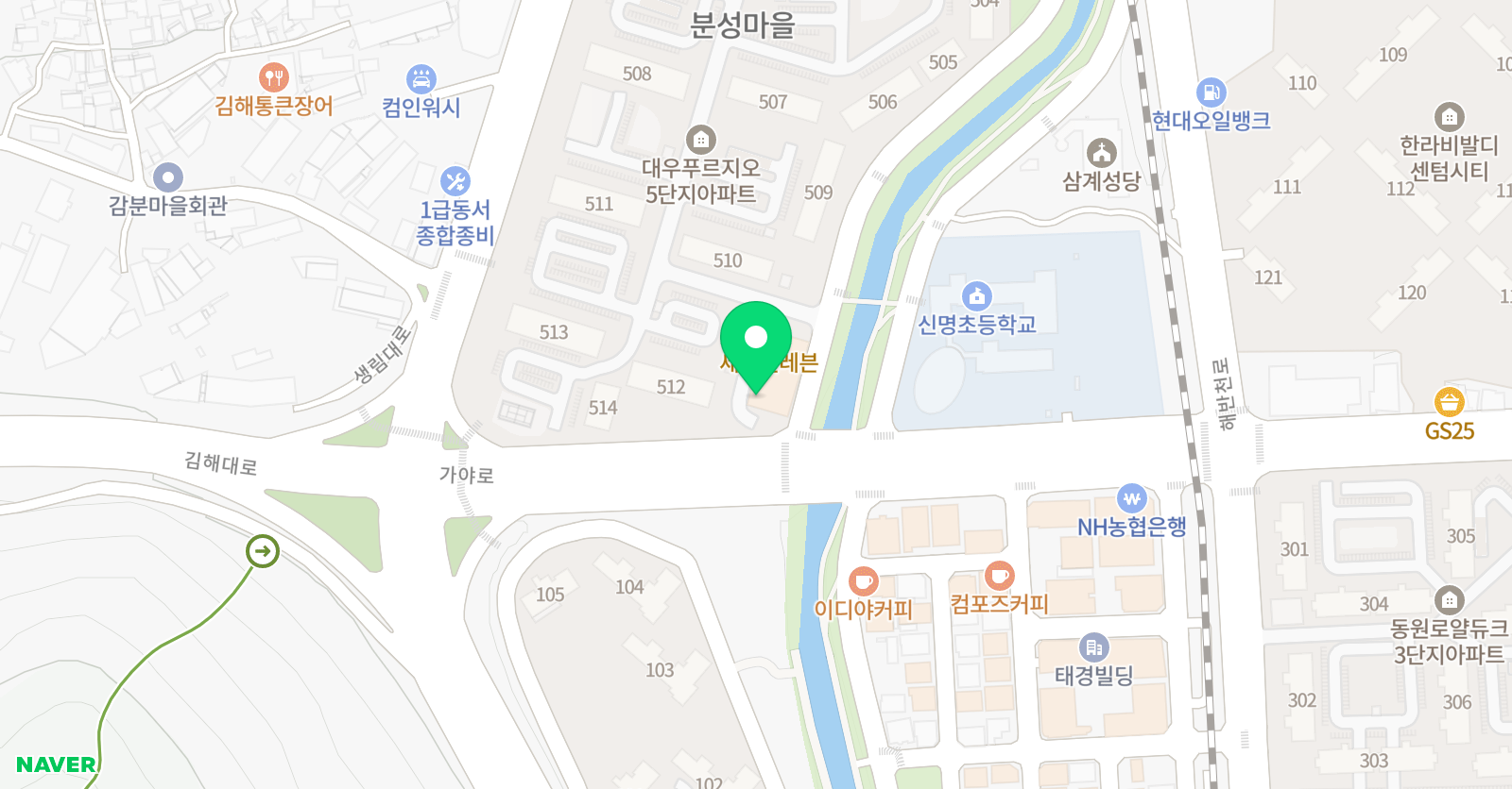 지앤비 어학원 신명캠퍼스 위치