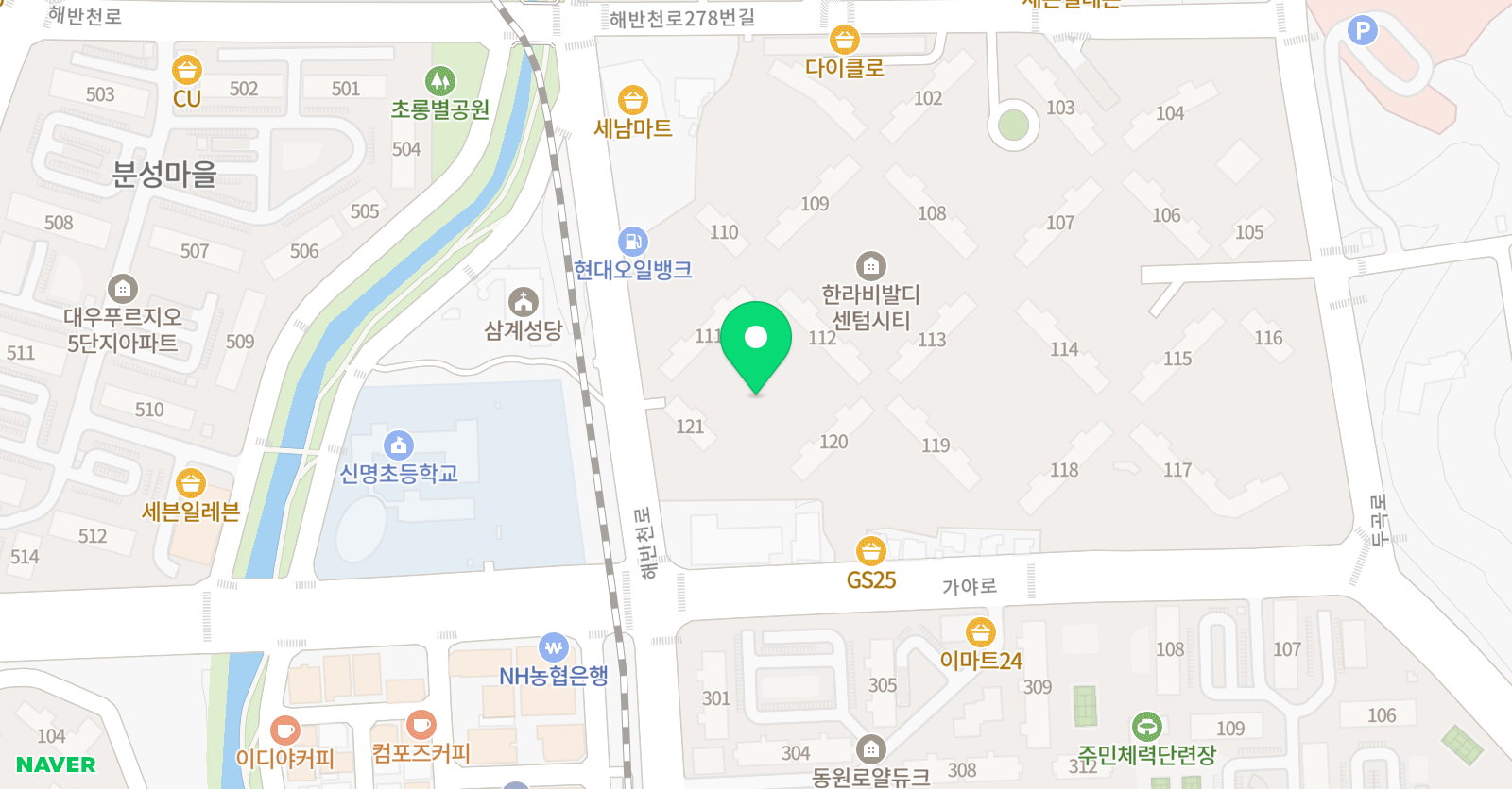 스마트 해법수학 한라비발디센텀시티점 위치