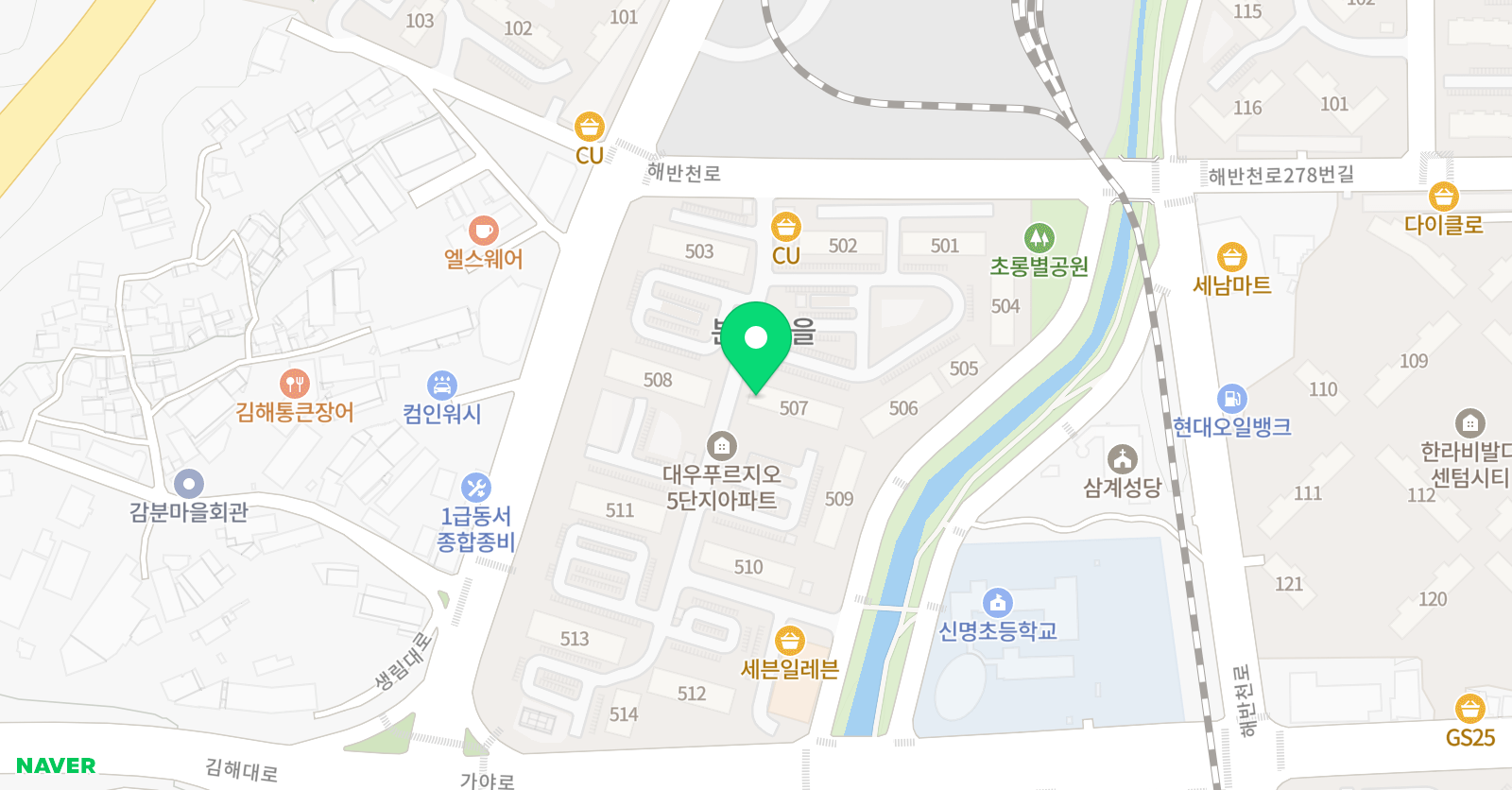 아소비 김해삼계푸르지오1차점 위치