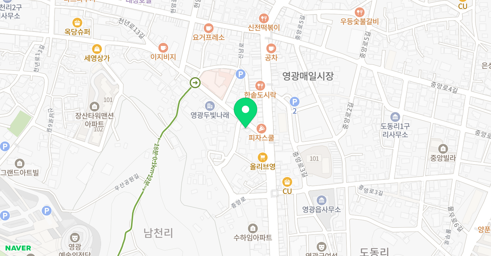 영광리드인나움 논술 위치