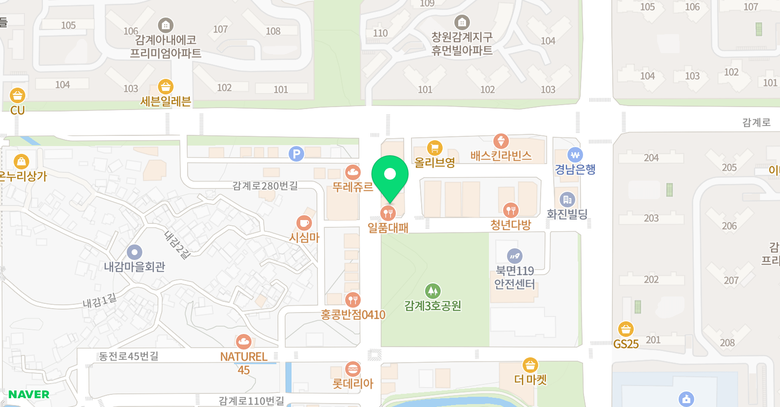 딩딩딩뮤직스쿨 창원감계원 위치