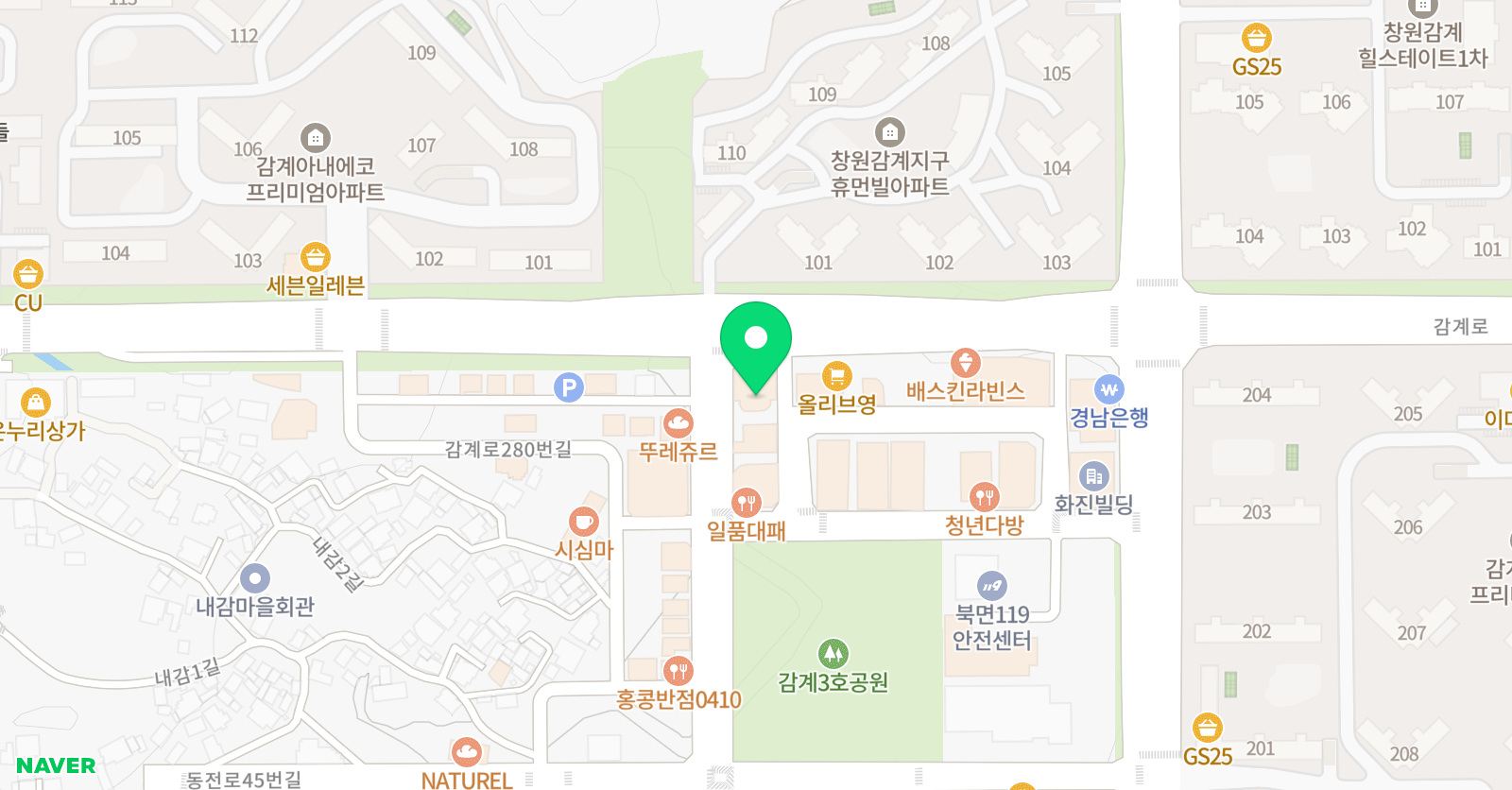 아이꼬모 디자인미술학원 북면감계점 위치