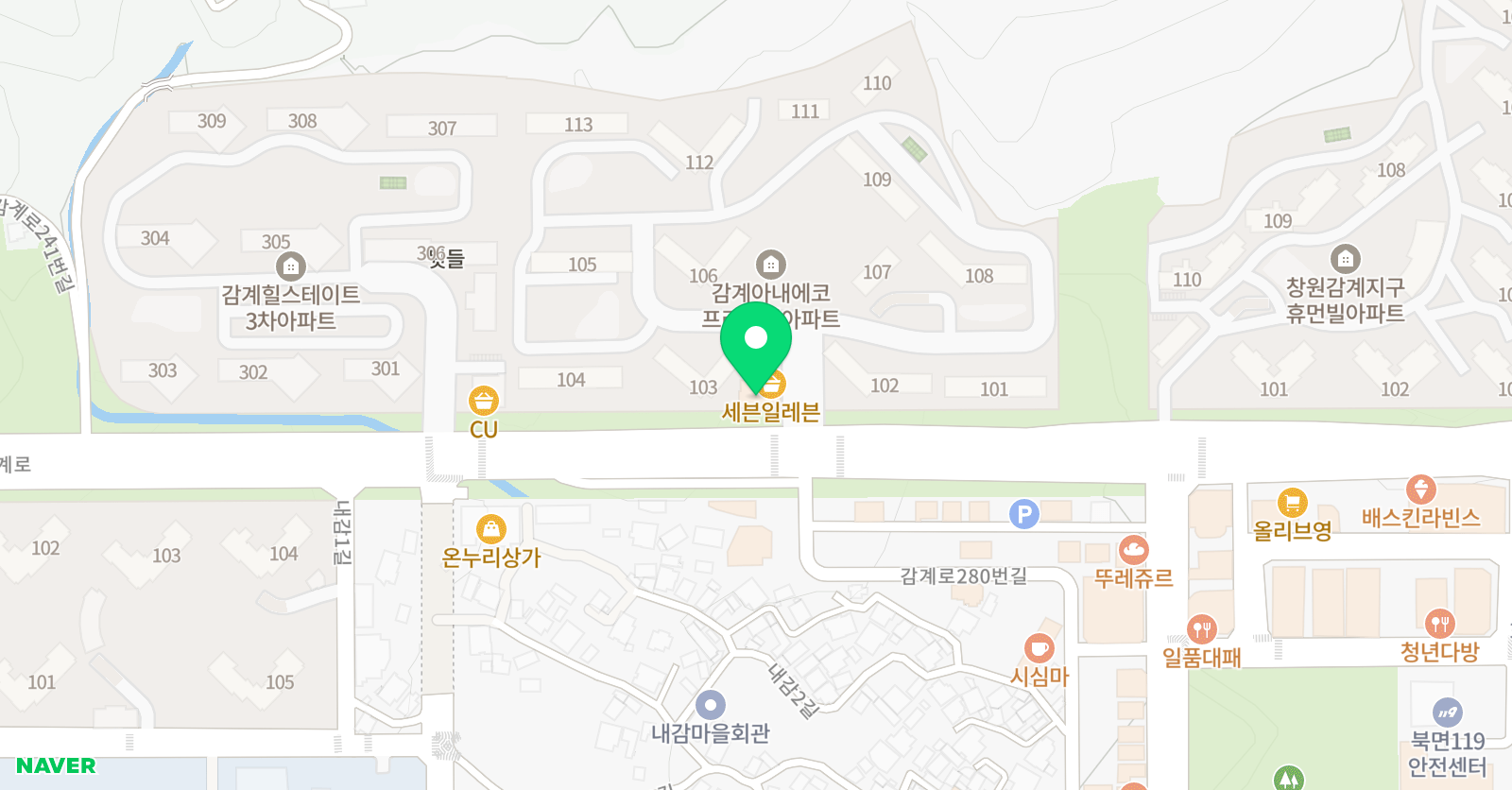 스마트해법 수학학원 창원북면덕산아내1차점 위치