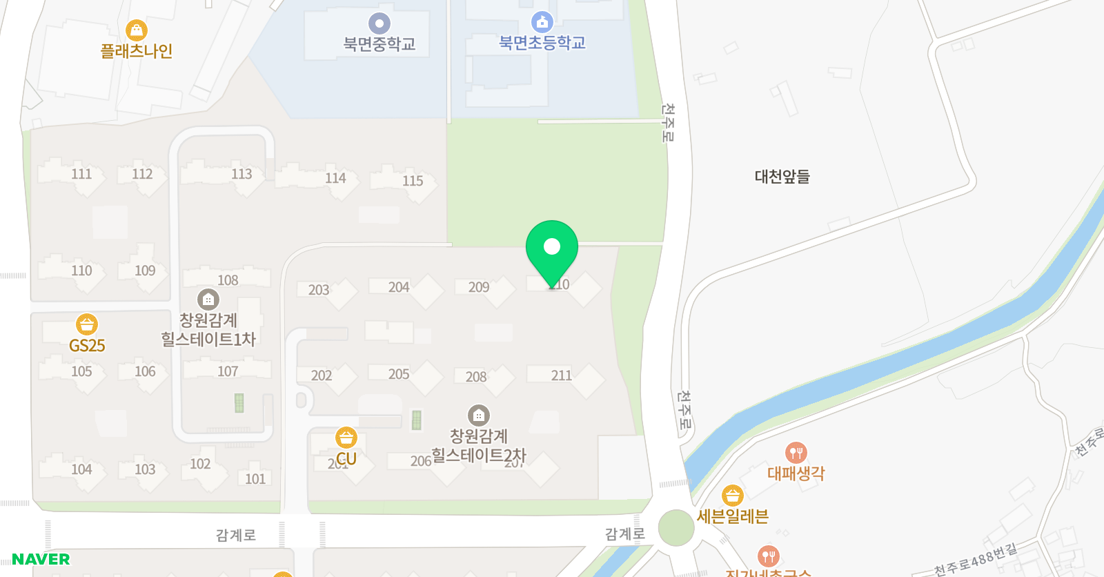아소비 창원북면1점 위치