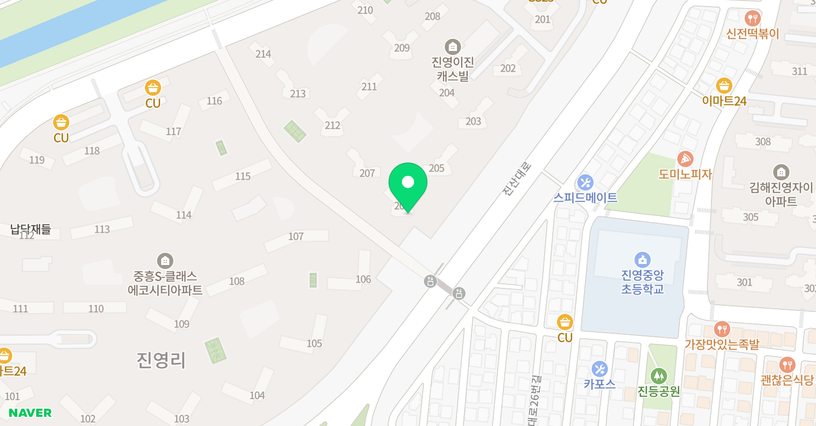 빨간펜수학의달인 김해진영이진캐스빌점 위치