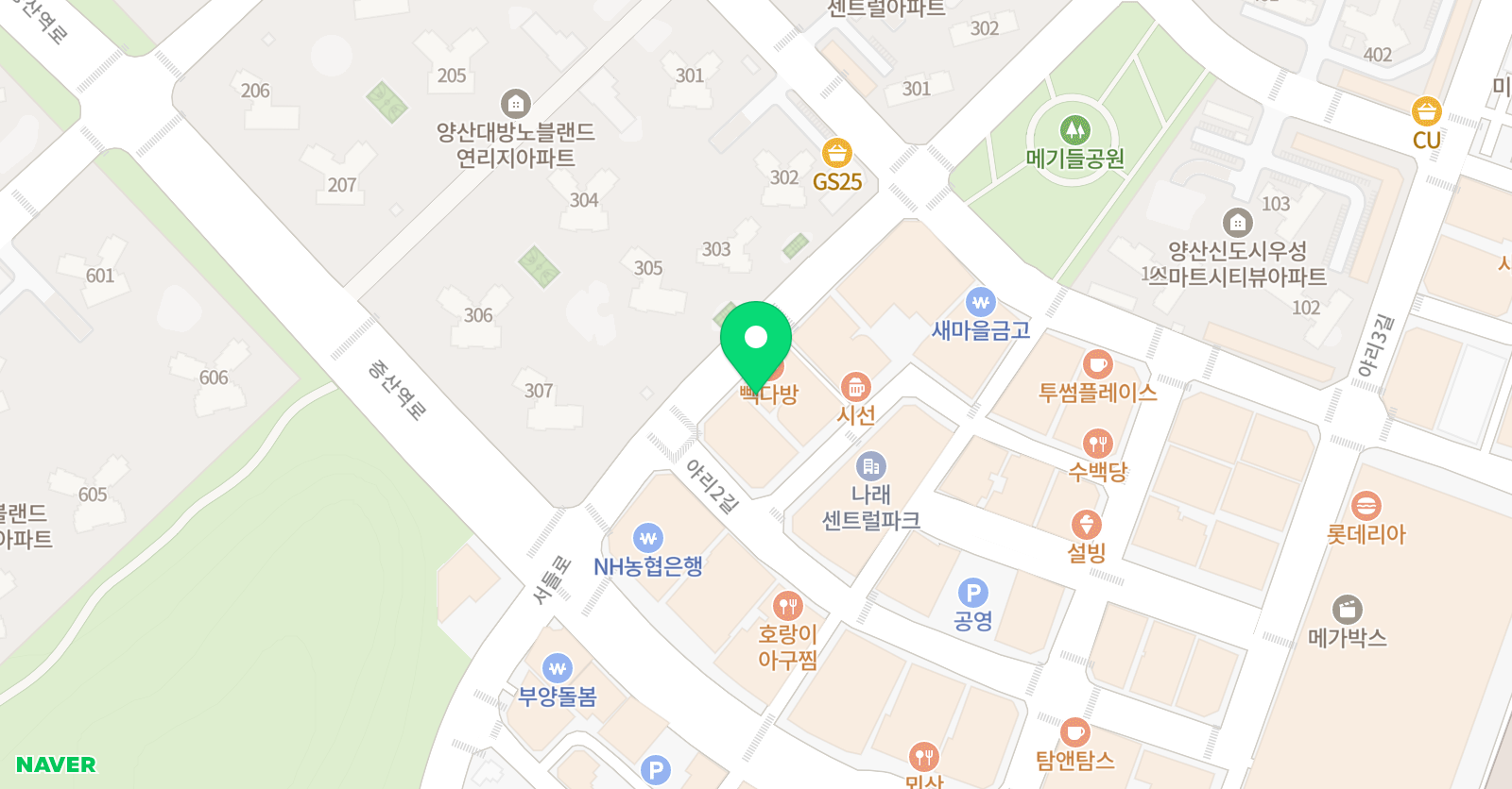 아소비큐미르 양산증산학원 위치