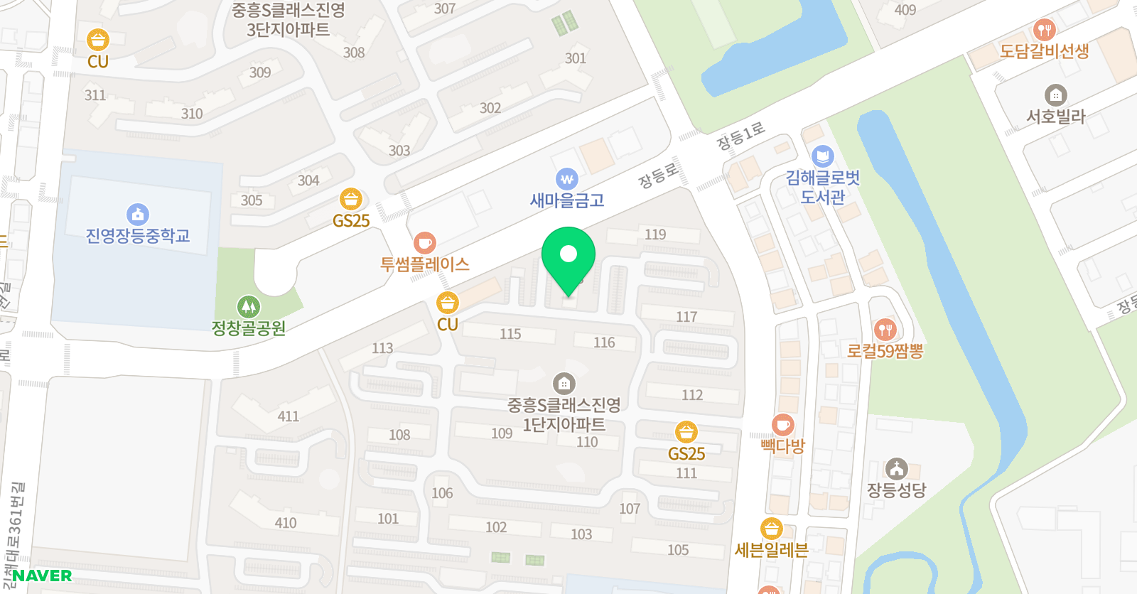 스마트해법 수학 김해진영중흥1단지점 위치